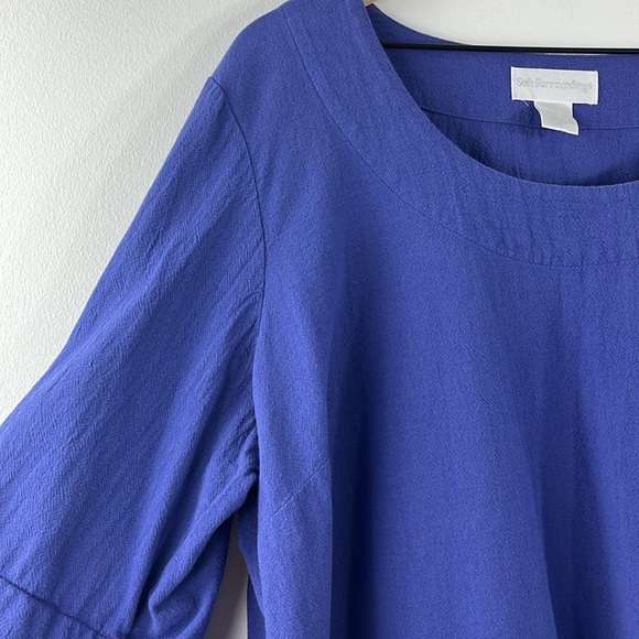 Soft Surroundings Blue Purple 100% Cotton Tiered Scoop Neck Top Womens Size 1X - Picture 5 of 8